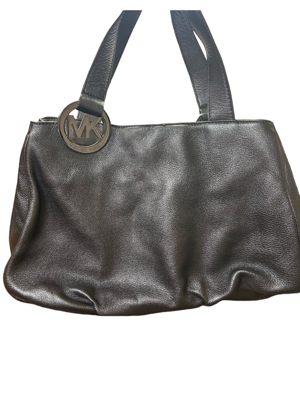 Michael Kors Fulton Metallic Gray Leather Tote NWT